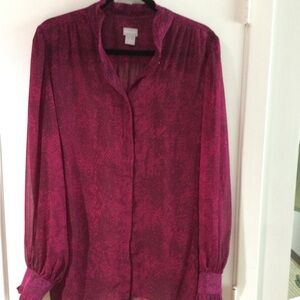 Women's Magenta Long-Sleeve Blouse - Unbranded